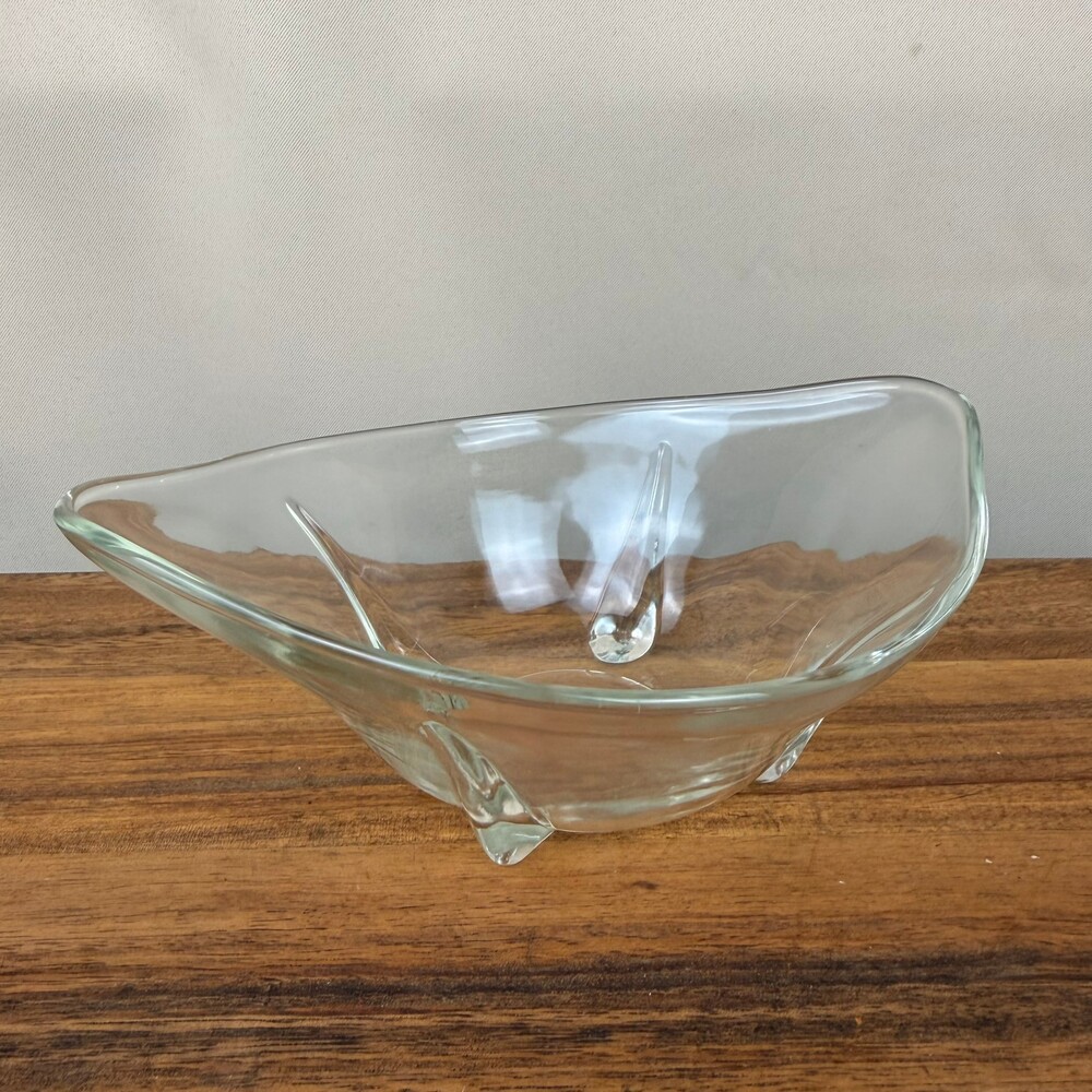 Anchor Hocking Swedish Modern Clear Oblong Glass 8" Bowl Mid Century Modern